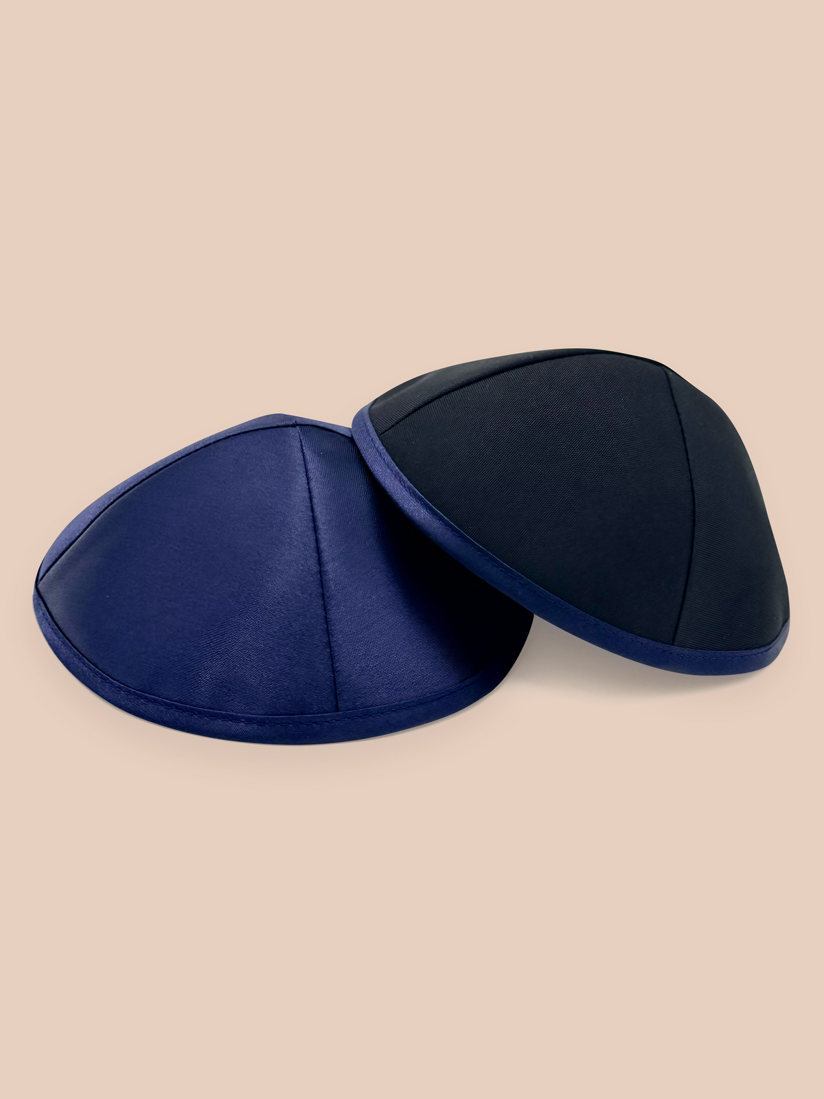 Blank Lined Navy Satin Kippah