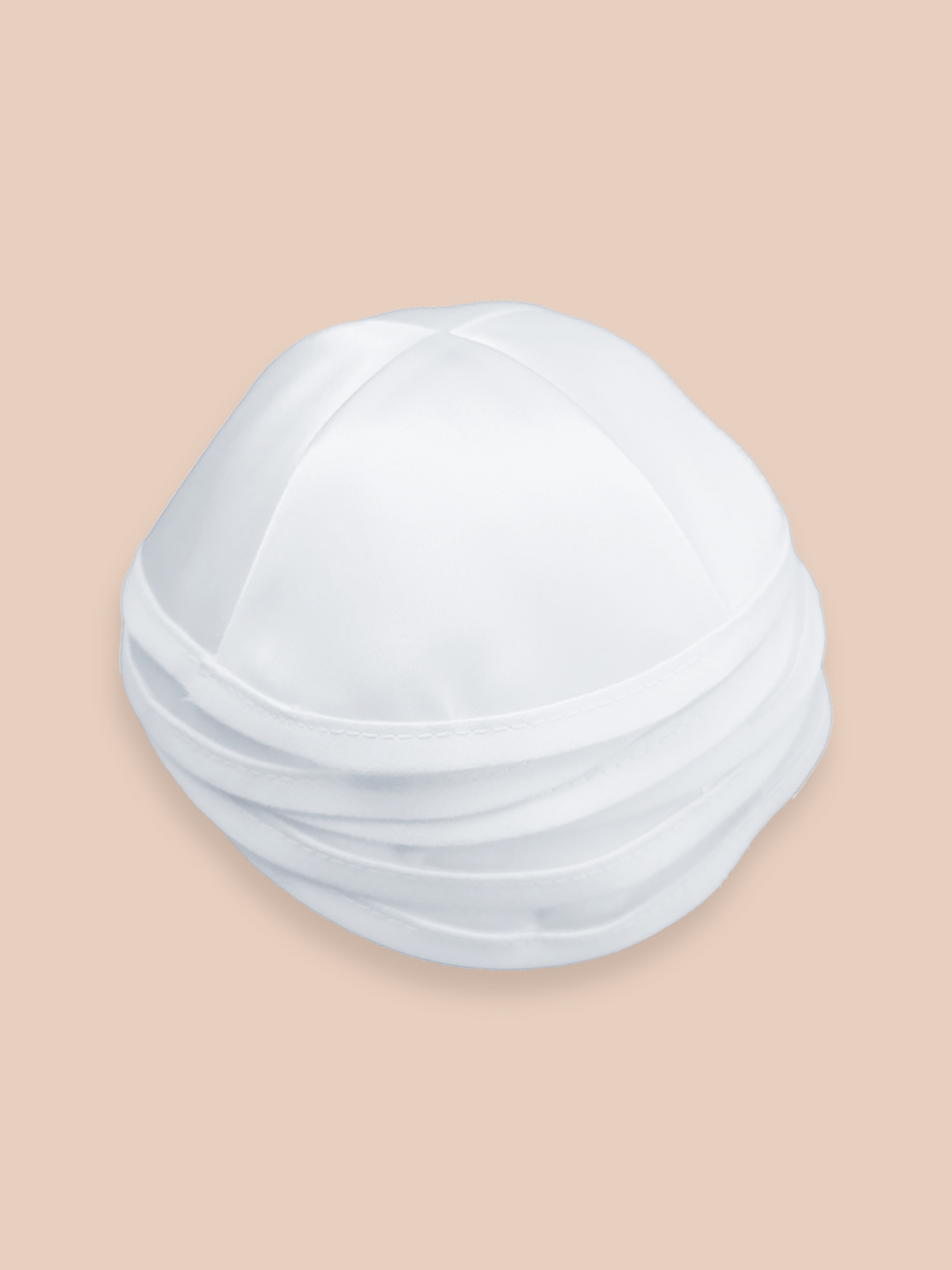 Blank white satin kippah with 4 panels
