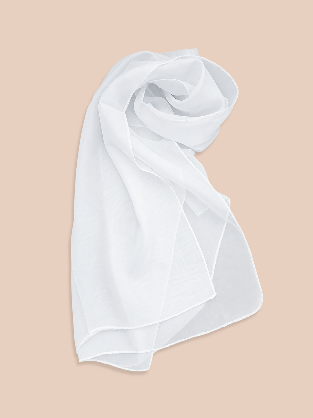 Blank white chiffon shawl gathered