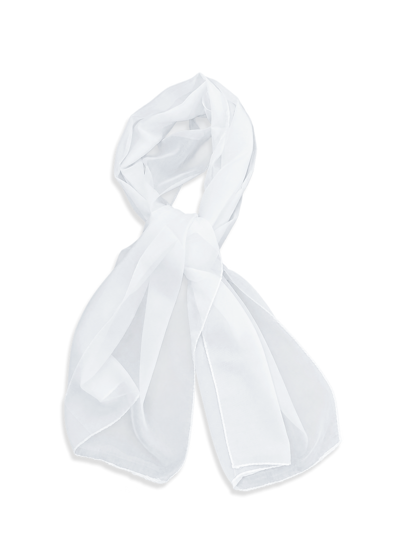 A plain white chiffon shawl